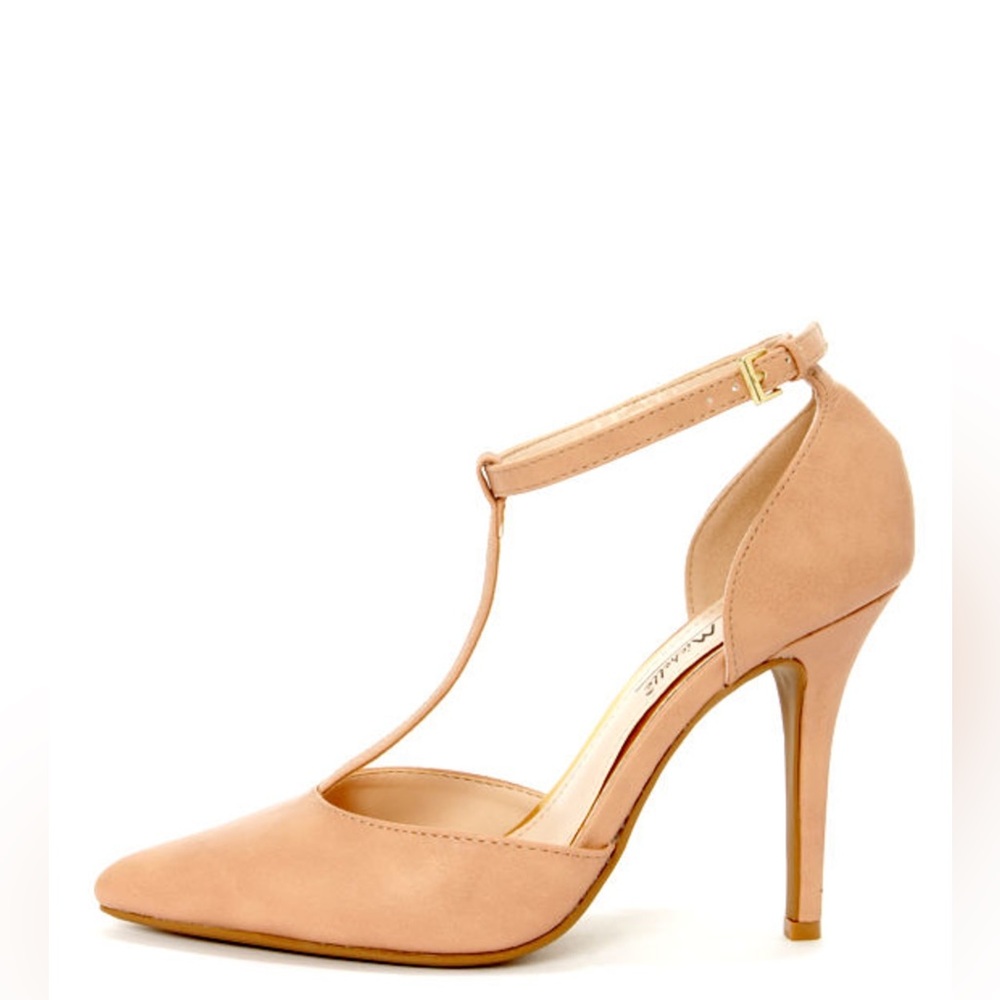 NIB Anne Michelle Momentum 40 Nude T-Strap Pointed Pumps Size 8